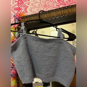 Cozy Gray Textured Crop Top